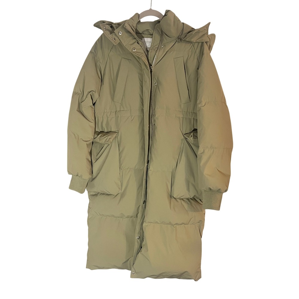 Actshine Meters/bonwe Green Long Puffer Coat Hooded Down Parka Women's XL